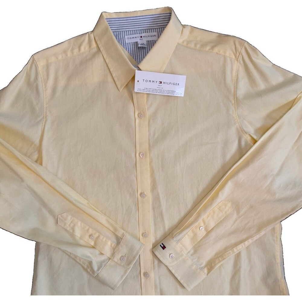 Vintage Tommy Hilfiger Golf Womens‎ L Yellow Button Down Shirt NWT 2005